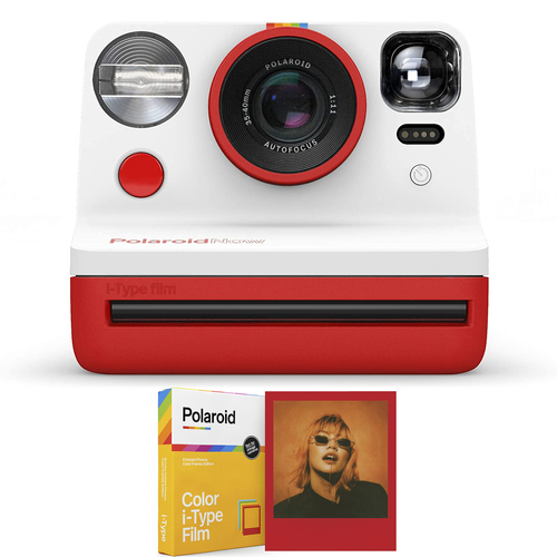 Polaroid Originals Now i-Type Instant Camera - Red (PRD9032) with Color Film Frames Bundle