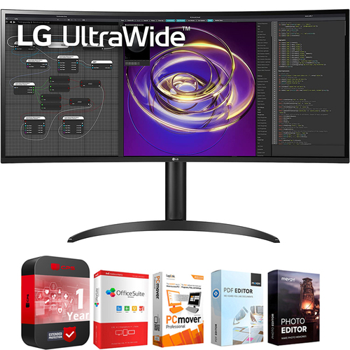 LG 34WP85CN-B 34` Curved 21:9 UltraWide QHD IPS Display PC Monitor +Protection Pack
