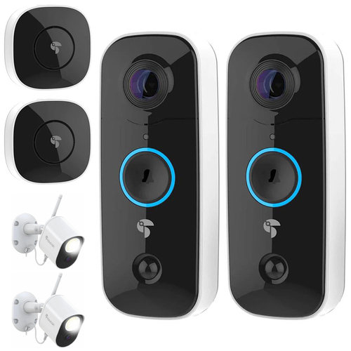 Toucan Wireless 1-Channel 1080p HD Video Doorbell 2-Pack + 2x Wired Security Camera