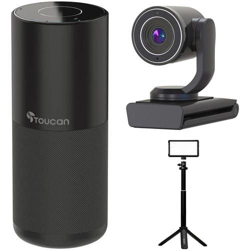 Toucan Connect Conference Bluetooth Speakerphone w/ Toucan Webcam + Lighting Kit