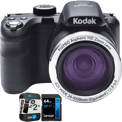 Kodak PIXPRO 16MP Digital Camera 42X Zoom 3` LCD Black + 2 Year Warranty Bundle