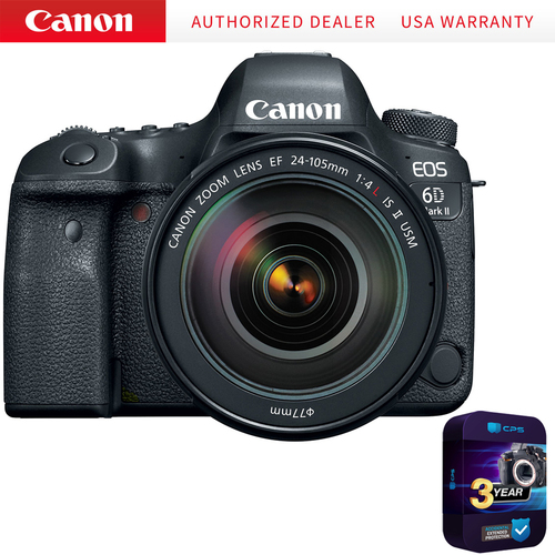 Canon EOS 6D Mark II DSLR Camera + 24-105mm IS II USM Lens + 3 Year Protection Pack