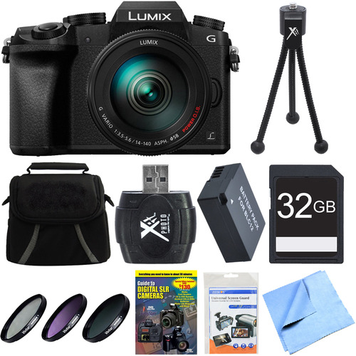 Panasonic LUMIX G7 Interchangeable Lens 4K Video DSLM Camera w/ 14-140mm Lens 32GB Bundle
