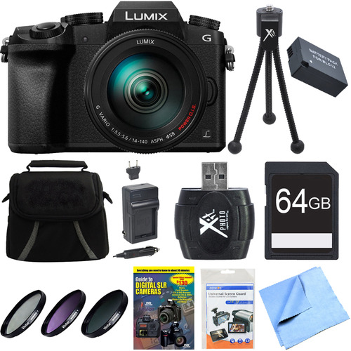 Panasonic LUMIX G7 Interchangeable Lens 4K Video DSLM Camera w/ 14-140mm Lens 64GB Bundle