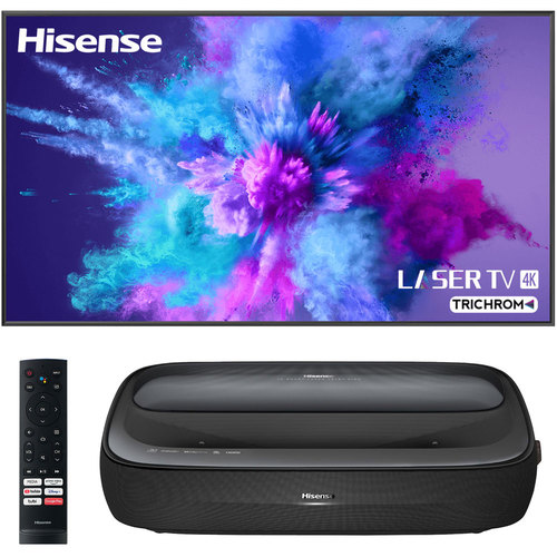 Hisense 100` LASER TV TriChroma 4K Projector &  DLT100B 1.0 Gain ALR Screen, Refurbished