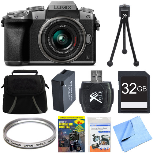 Panasonic LUMIX G7 Interchangeable Lens 4K Ultra HD DSLM Camera 14-42mm Lens 32GB Bundle