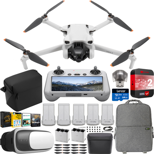 DJI Mini 3 Drone Quadcopter Fly More Plus Kit with RC Smart Remote + FPV VR Bundle