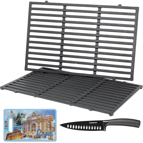 Weber Cast Iron Cooking Grates for Genesis 300 Series Grills + Knife and Board