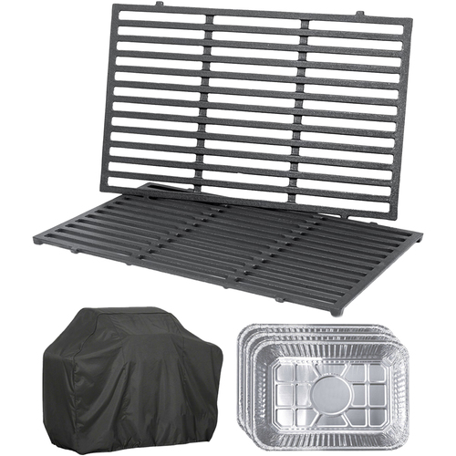 Weber Cast Iron Cooking Grates for Genesis 300 Series Grills + Cover & Drip Pans
