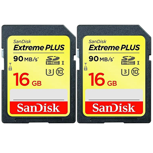 Sandisk Extreme Plus SDHC Memory Card, 16GB, Class 10 (SDSDXSF-016G-ANCIN) - (2-Pack)