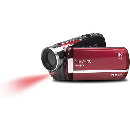 Minolta MN88V 24MP/1080p HD IR Night Vision Digital Camcorder w/ 16GB SDHC Card - Red