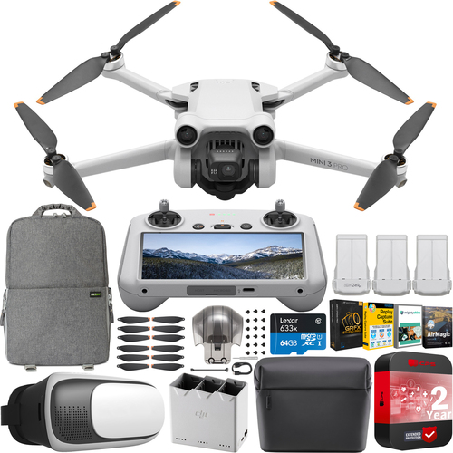 DJI Mini 3 Pro Drone Quadcopter + RC Smart Remote + Fly More Kit Plus & FPV Bundle