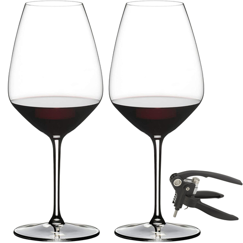 Riedel Extreme Shiraz Wine Glasses, Set of 2 - 4441/32 + Deluxe Lever Corkscrew