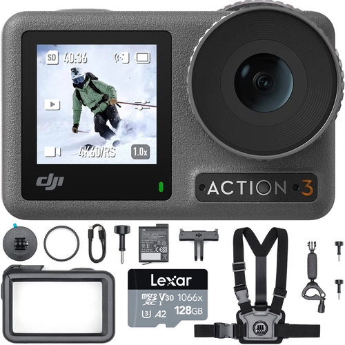 DJI Osmo Action 3 Action Camera - Standard Combo Bundle with Biking Accessory Kit