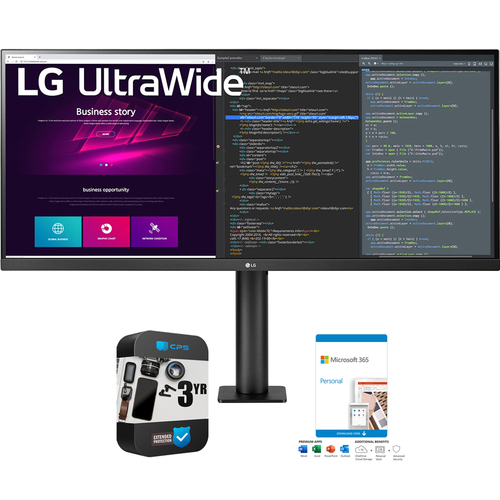 LG 34` 21:9 UltraWide QHD Ergo IPS HDR Monitor + 365 Personal & 3 Year Warranty