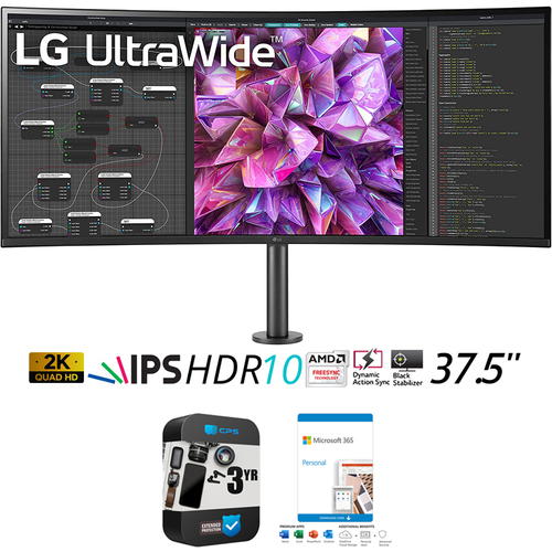 LG 37.5` Curved UltraWide QHD Plus Monitor +Microsoft 365 Personal +3 Yr Warranty
