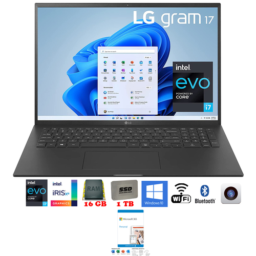 LG gram 17` Ultra-Slim Laptop Intel i7-1195G7 16GB/1TB SSD + Microsoft 365 Personal