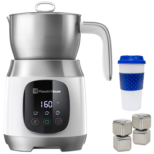 Maestri House Detachable Milk Frother and Steamer + Deco Ice Cubes + Travel Mug