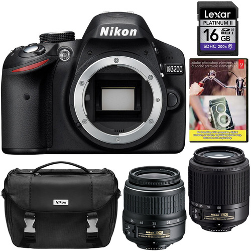 Nikon D3200 24.2 MP 1080p DX-format Digital SLR (Body) REFURB Bundle