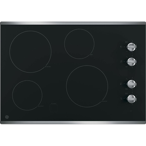 GE 30` Built-In Knob Control Electric Cooktop, Stainless Steel - Open Box