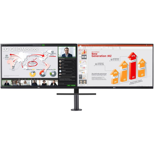 LG 27QP88D-B2 27-inch QHD (2560 x 1440) Dual Monitor Kit with Ergo Stand - Open Box