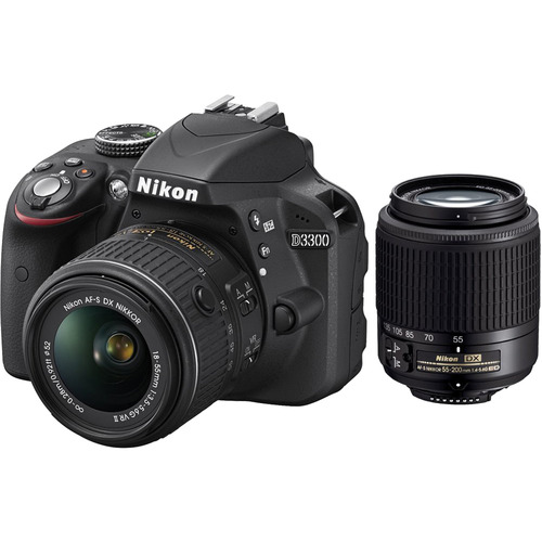 Nikon D3300 24.2 MP SLR with 18-55 VR II + Nikon 55-200 VR Lense Certified Refurbished