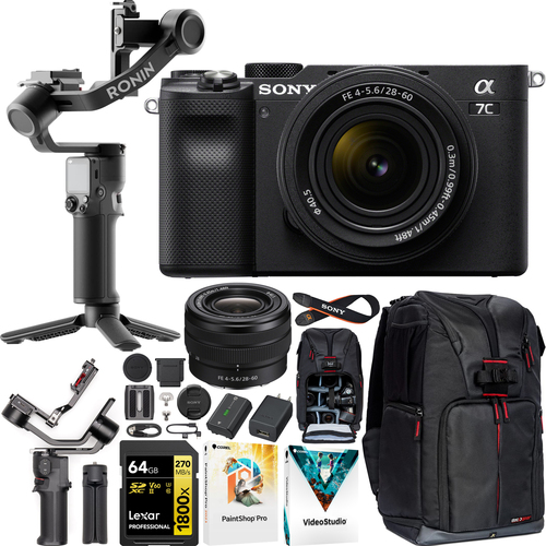 Sony a7C Mirrorless Camera Black + 28-60mm Lens Kit + DJI RS 3 Mini Gimbal Bundle