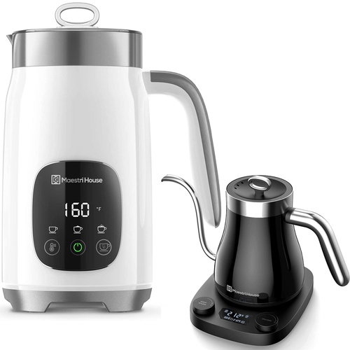 Maestri House Integrated Milk Frother and Steamer (MMF9201) & Kettle w/LCD Display Bundle