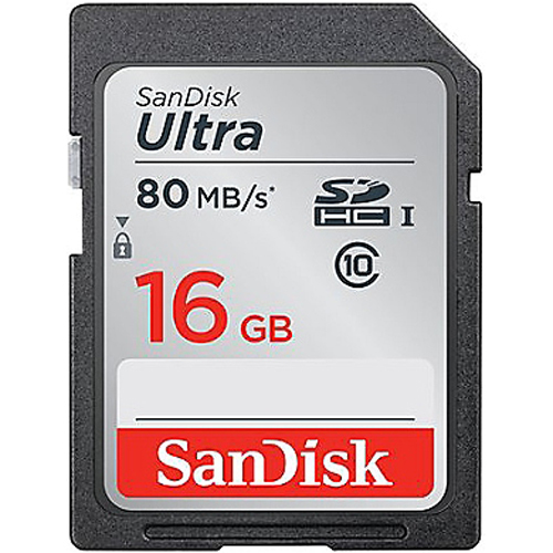 Sandisk Ultra SDHC Memory Card, 16GB, Class 10/UHS-I, 80MB/S - SDSDUNC-016G-AN6IN