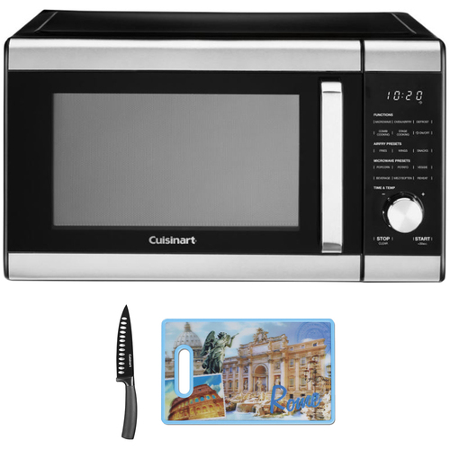 Cuisinart 3-in-1 Microwave AirFryer Plus, Black w/ 6` Chef's Knife + 3D Cutting Board