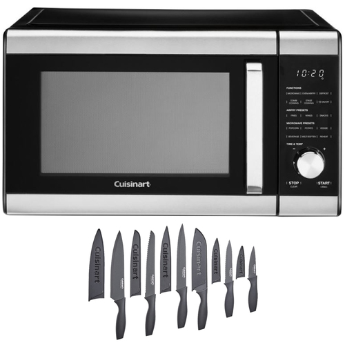 Cuisinart AMW-90 3-in-1 Microwave AirFryer Plus, Black w/ 12pc Cutlery Set