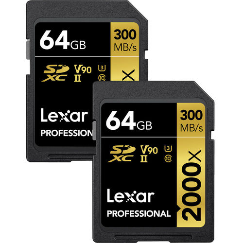 Lexar 64GB Professional 2000x UHS-II SDXC Memory Card (2-Pack)  - Open Box