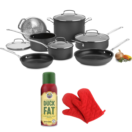 Cuisinart Chef's Classic Nonstick 11-Piece Cookware Set with Cooking Oil Bundle