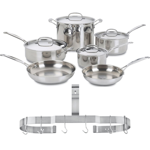 Cuisinart Chef's Classic Stainless Cookware 10 pc Set with Cookware Rack