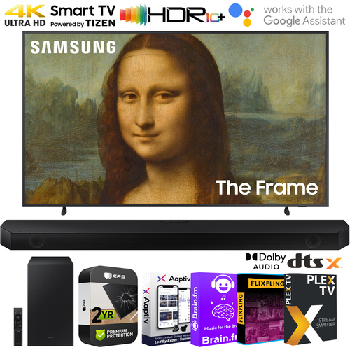 Samsung QN65LS03BA 65` The Frame QLED 4K UHD Smart TV w/ Soundbar + Warranty Bundle