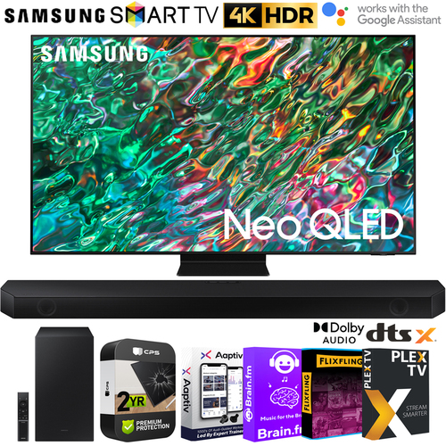 Samsung QN75QN90BA 75` Neo QLED 4K Smart TV w/ Soundbar + Warranty Bundle