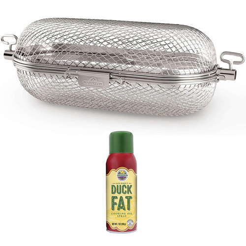 Napoleon Rotisserie Grill Basket Stainless Steel with Duck Fat Spray Cooking Oil