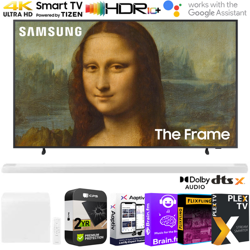 Samsung QN55LS03BA 55` The Frame QLED 4K UHD Smart TV w/ Soundbar + Warranty Bundle