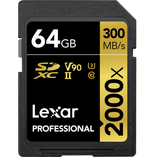 Lexar Professional 64GB 2000x UHS-II SDXC Memory Card Up to 300MB/s - Open Box