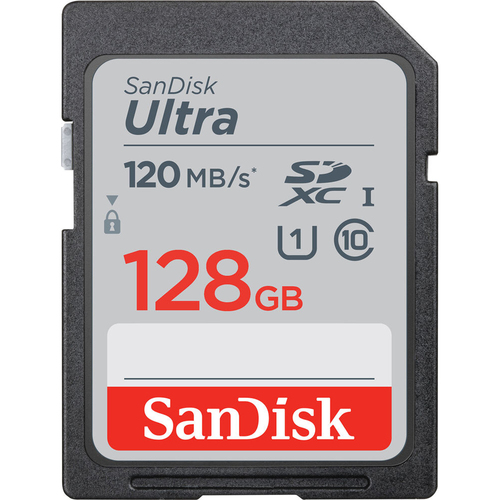 Sandisk Ultra SDXC Memory Card, 128GB, Class 10/UHS-I, 120MB/s - Open Box