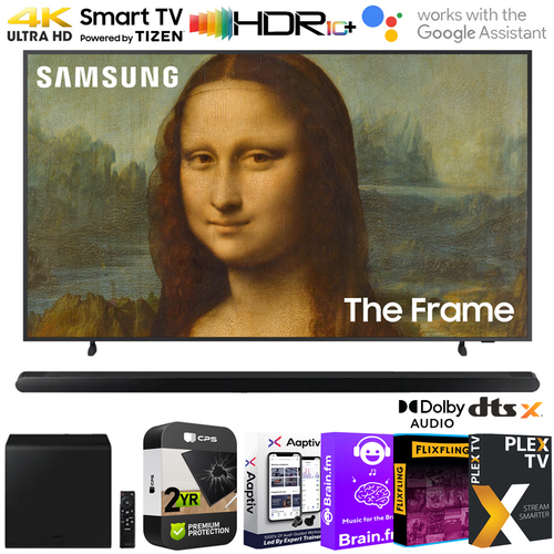 Samsung QN55LS03BA 55` The Frame QLED 4K UHD Smart TV w/ Soundbar + Warranty Bundle