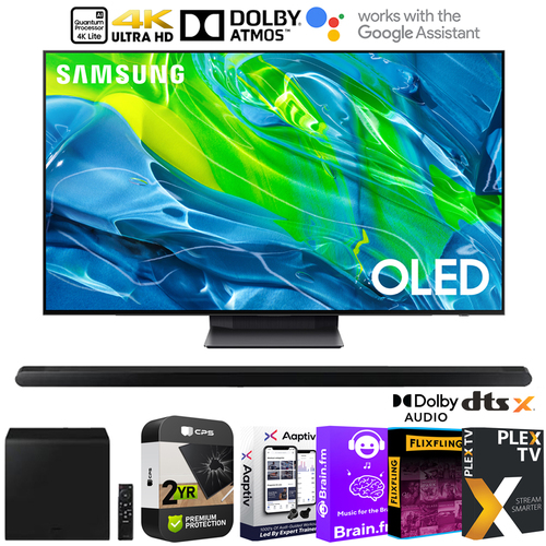 Samsung S95B 55` 4K Quantum HDR OLED Smart TV w/ Soundbar + Warranty Bundle