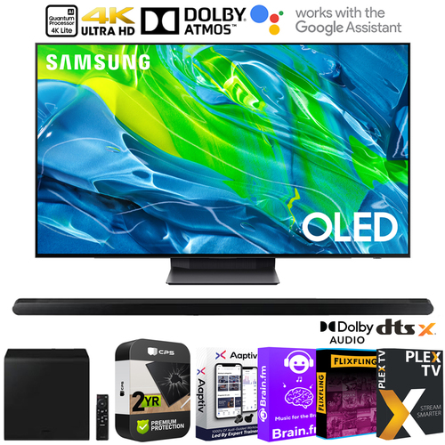 Samsung S95B 65` 4K Quantum HDR OLED Smart TV w/ Soundbar + Warranty Bundle