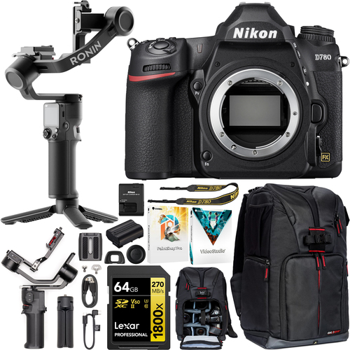 Nikon D780 Full Frame DSLR 4K FX Format Camera Body + DJI RS 3 Mini Gimbal Kit Bundle