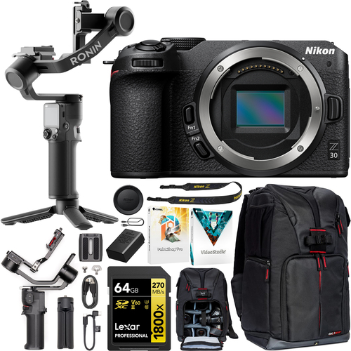 Nikon Z 30 Mirrorless Camera 4K DX Body Kit + DJI RS 3 Mini Gimbal Stabilizer Bundle
