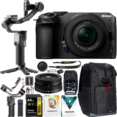 Nikon Z 30 Mirrorless DX Camera Body + 16-50mm Lens Kit + DJI RS 3 Mini Gimbal Bundle