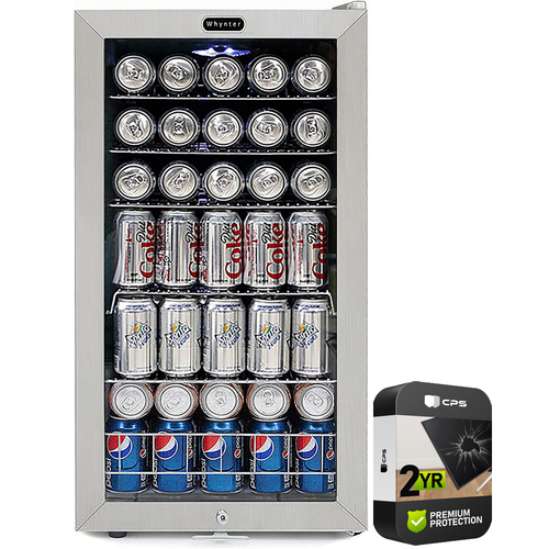Whynter Beverage Refrigerator With Lock 120-Can Capacity Steel + 2 Year Warranty