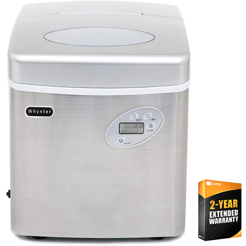 Whynter Portable Ice Maker, 49-Pound, Stainless Steel + 2 Year Extended Warranty