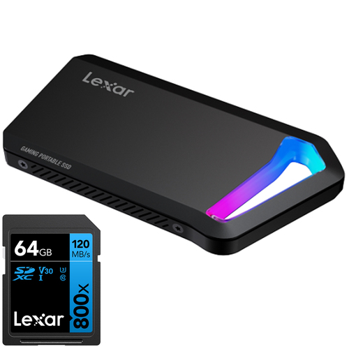 Lexar SL660 Blaze Gaming Portable SSD, 1TB + 64GB UHS-I SDHC Memory Card
