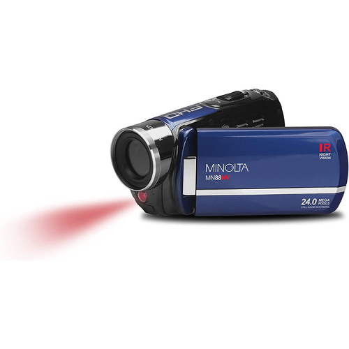 Minolta 24MP/1080p HD IR Night Vision Digital Camcorder with 16GB Card - Blue - Open Box